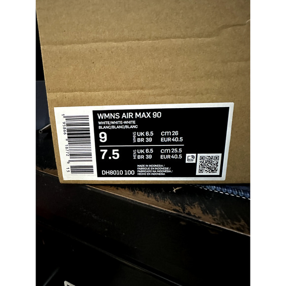 NEW WMNS SIZE 9 Nike Air Max 90 TRIPLE WHITE Shoes Sneakers DH8010-100 - Picture 6 of 6